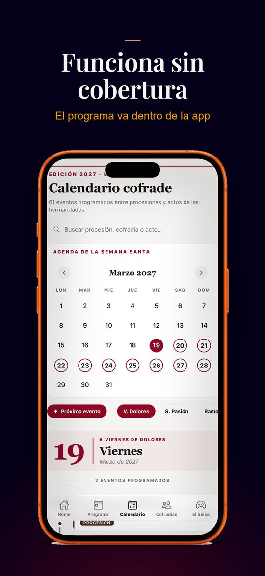 Funciona sin cobertura: el programa va dentro de la app